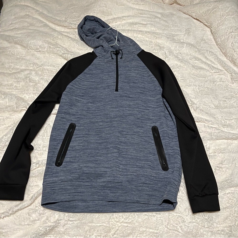 dip Grey and Black Quarter Zip Hoodie